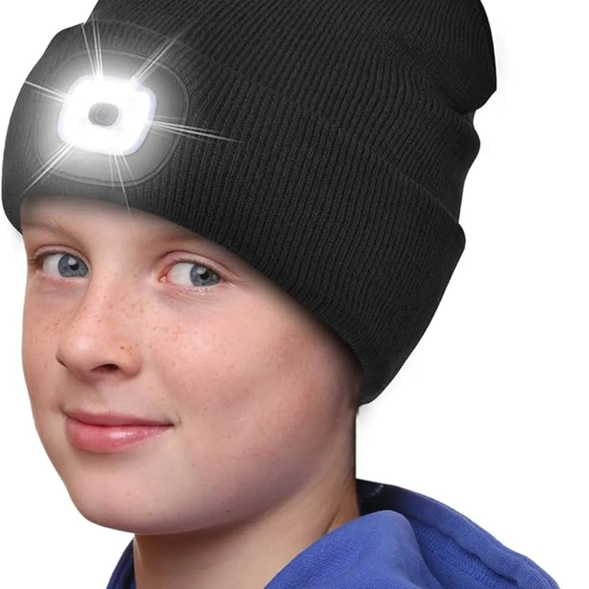 GENERICO - GORRO CON LUZ LED LINTERNA UNISEX RECARGABLE CHULLO TEJIDO