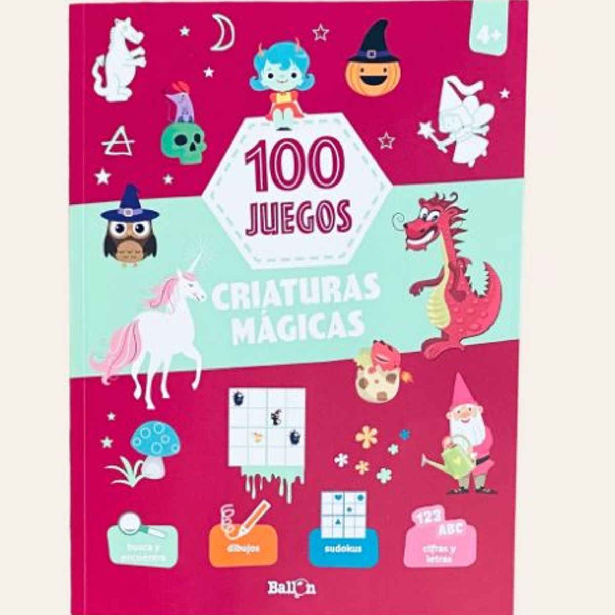 GENERICO - Libro Infantil 100 Juegos - Criaturas Mágicas