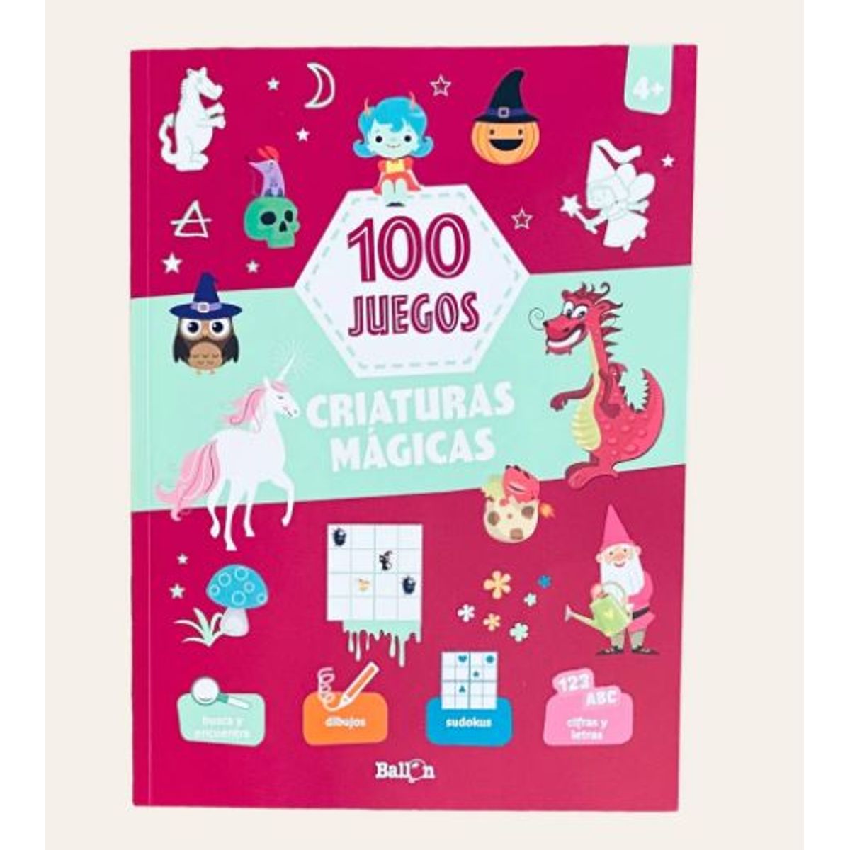 GENERICO - Libro Infantil 100 Juegos - Criaturas Mágicas