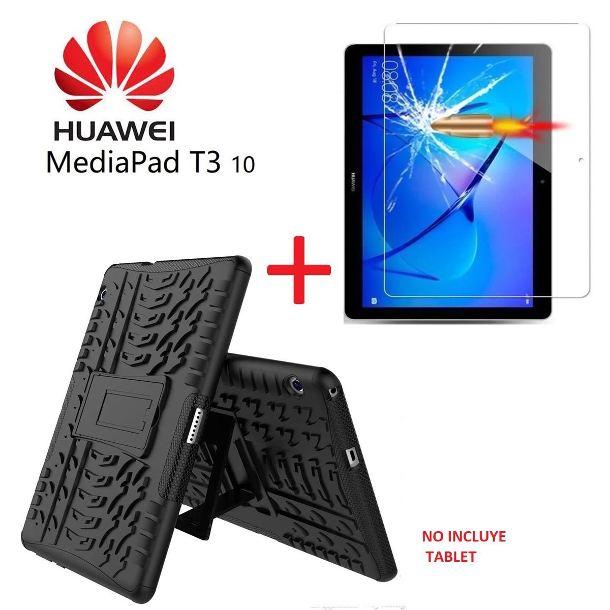 GENERICO - Funda Armor + Mica de Vidrio para Huawei MediaPad T3 10 Anti Golpes