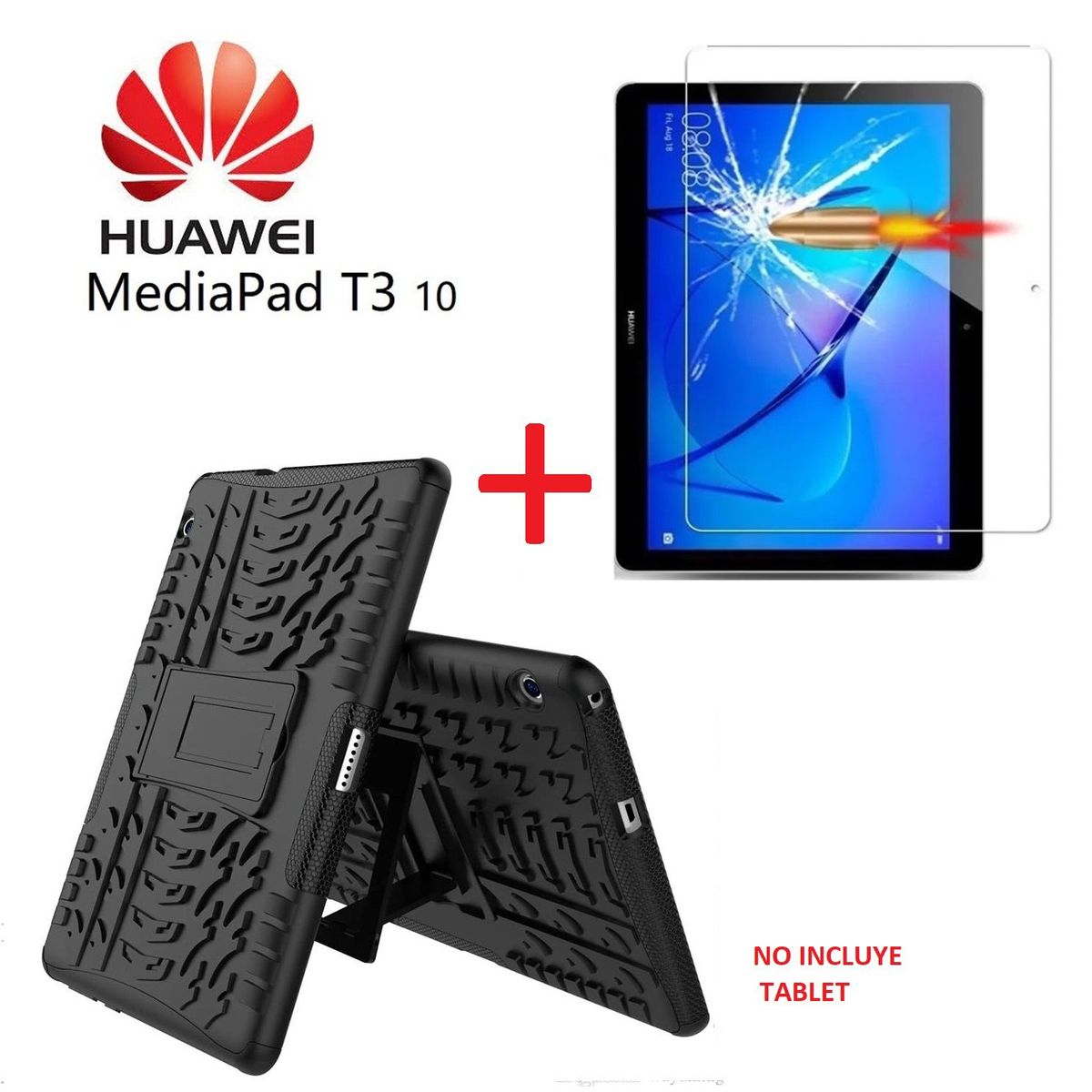GENERICO - Funda Armor + Mica de Vidrio para Huawei MediaPad T3 10 Anti Golpes
