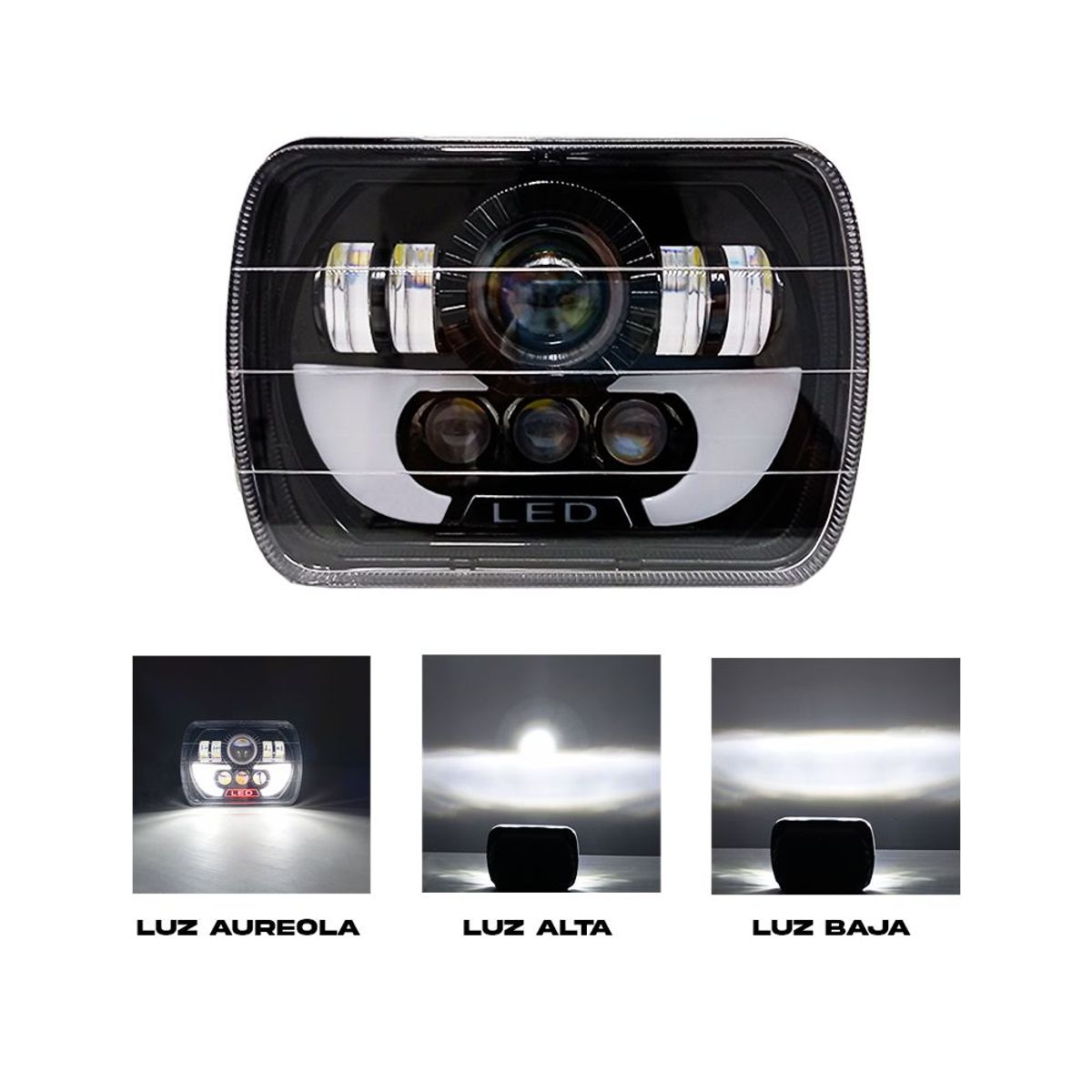 GENERICO - Faro Led 7 Pulgadas Luz Alta y Baja 28w H4 12/24v Auto