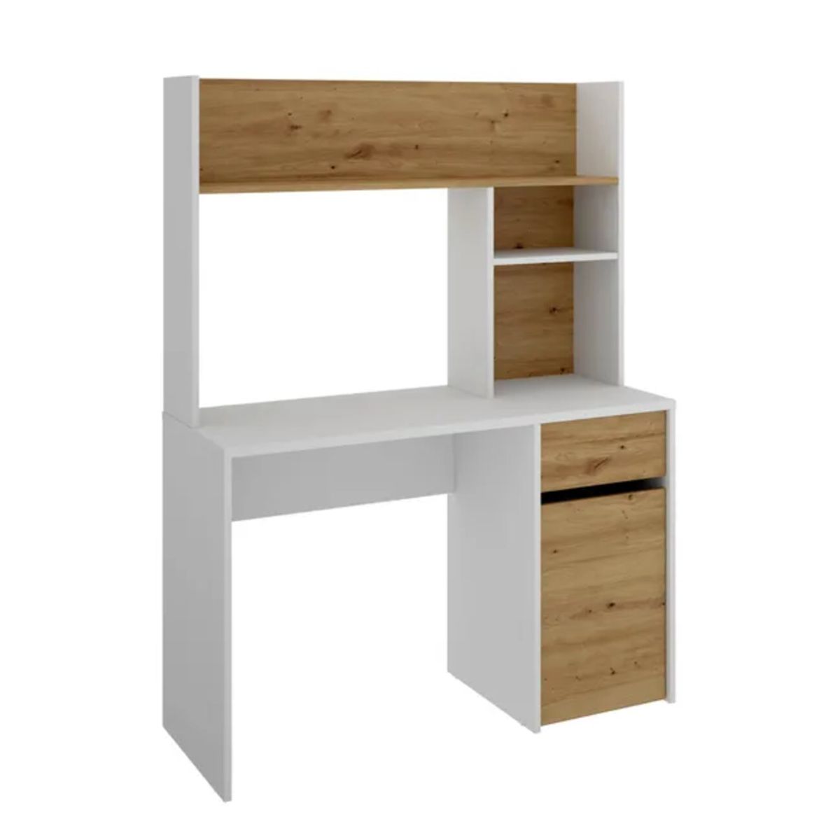 TU MESITA - Escritorio Juvenil 1 cajón 1 puerta mas repisas Ramón Blanco/Duna