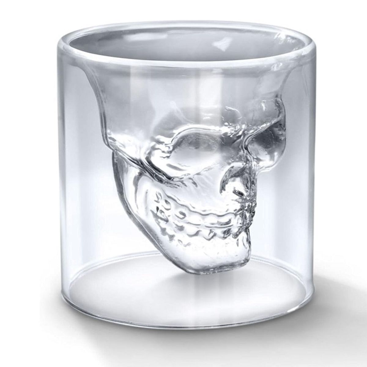 GENERICO - Vaso de Vidrio Diseño Cráneo 3D 75ml