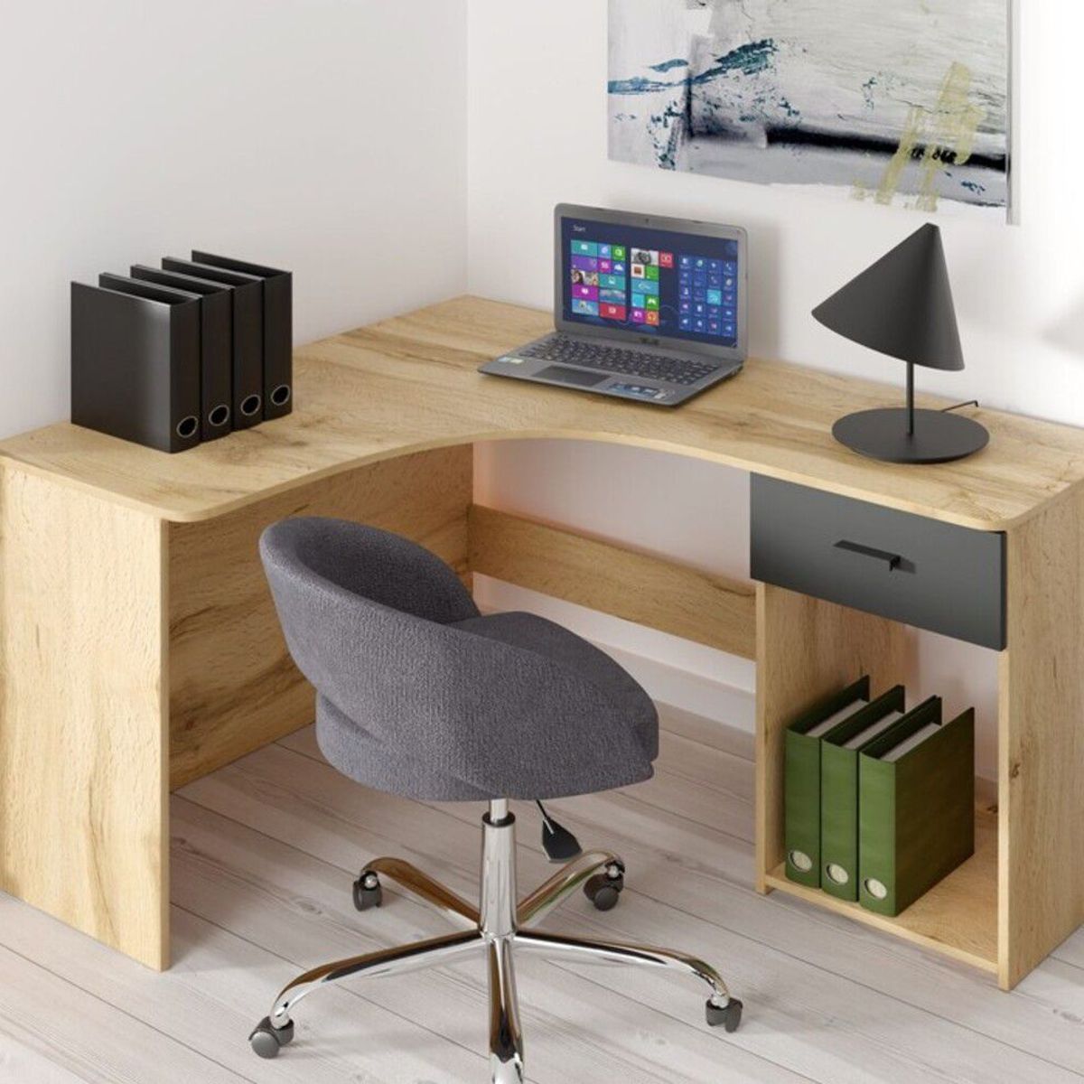 TU MESITA - Escritorio en L Práctico Leonidas color Duna TU MESITA 1 cajón