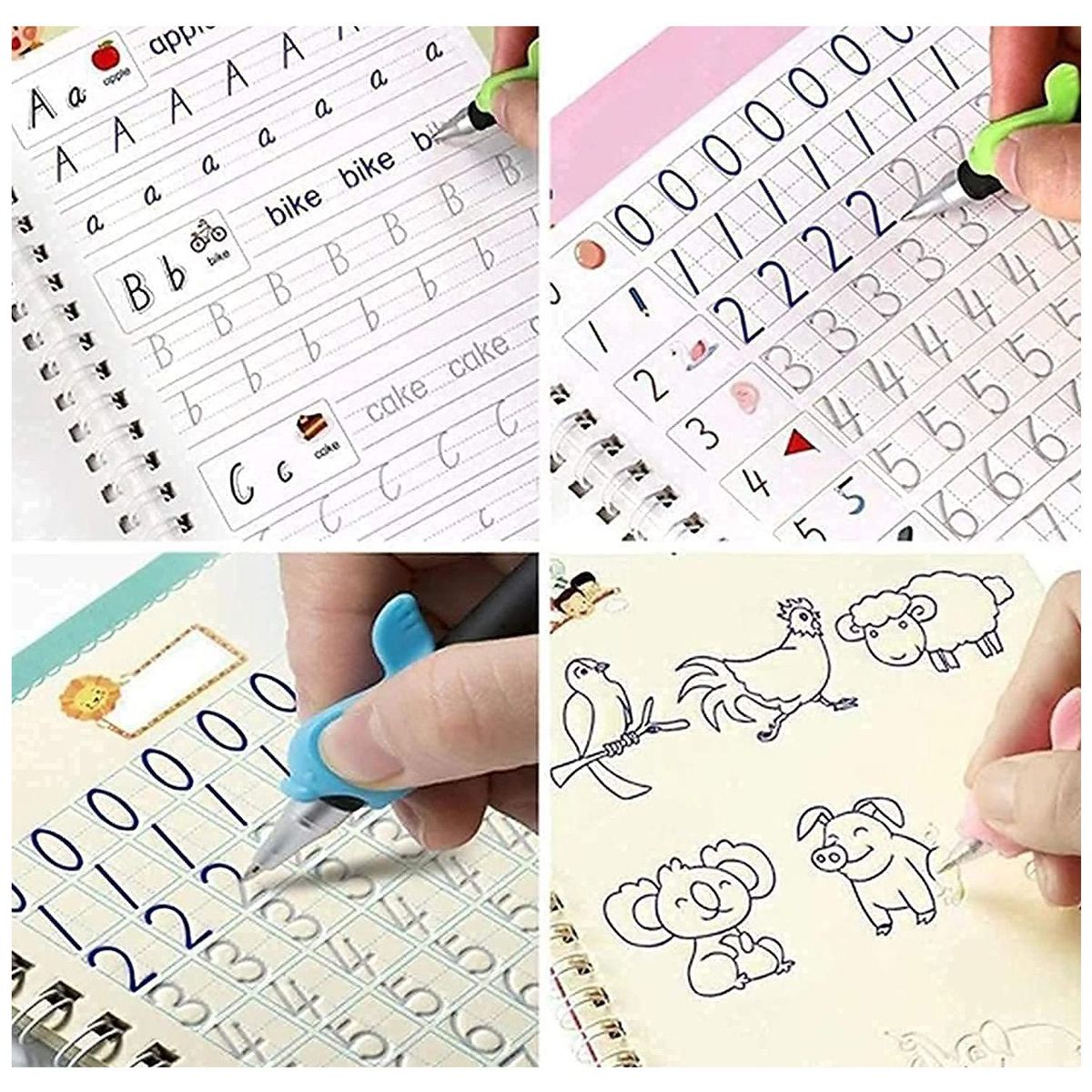 GENERICO - Pack 4 Libros mágicos Montessori reutilizables práctica