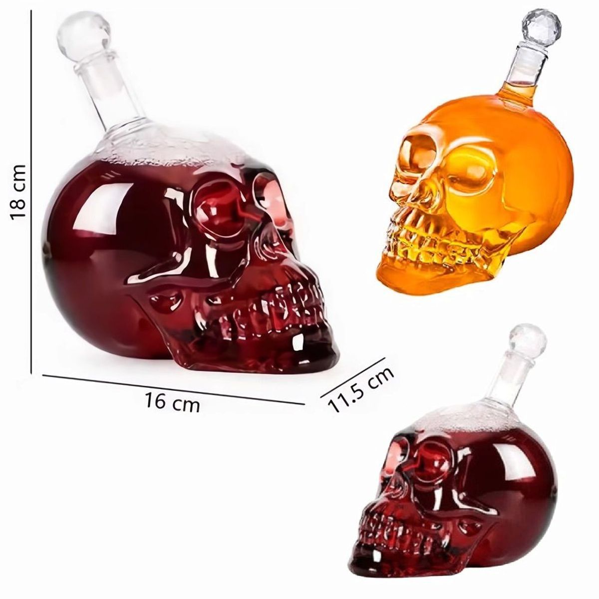GENERICO - Botella Licorera de Vidrio Diseño Cráneo Capacidad 1litro