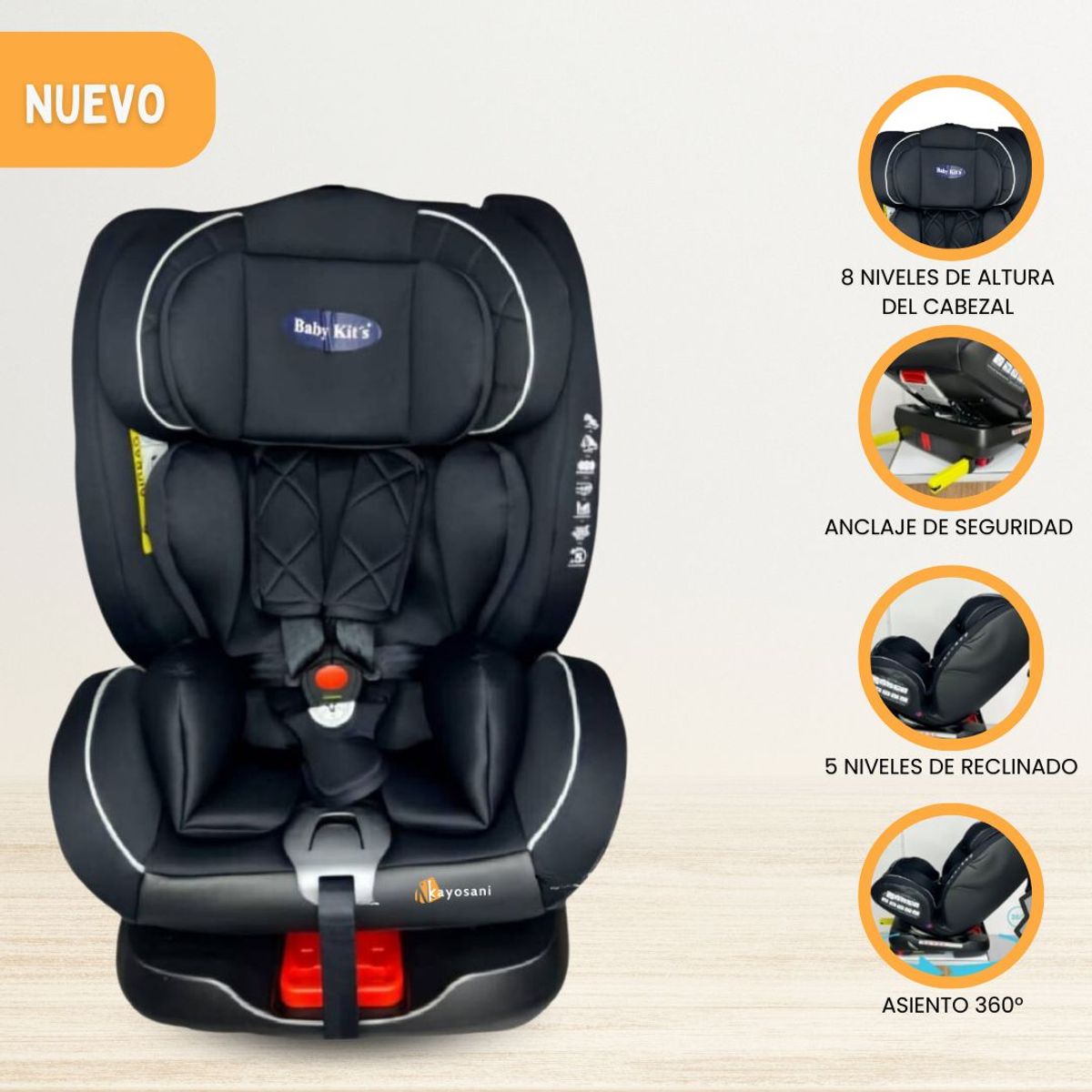 BABY KITS - Silla de Auto para Bebé «BARLETTA» Black