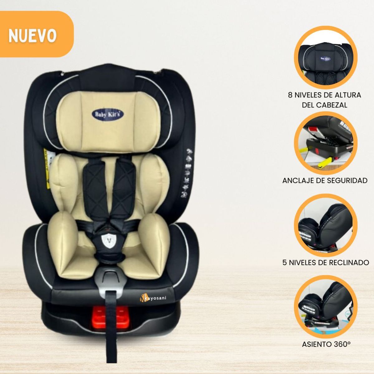 BABY KITS - Silla de Auto para Bebé «BARLETTA» Yellow