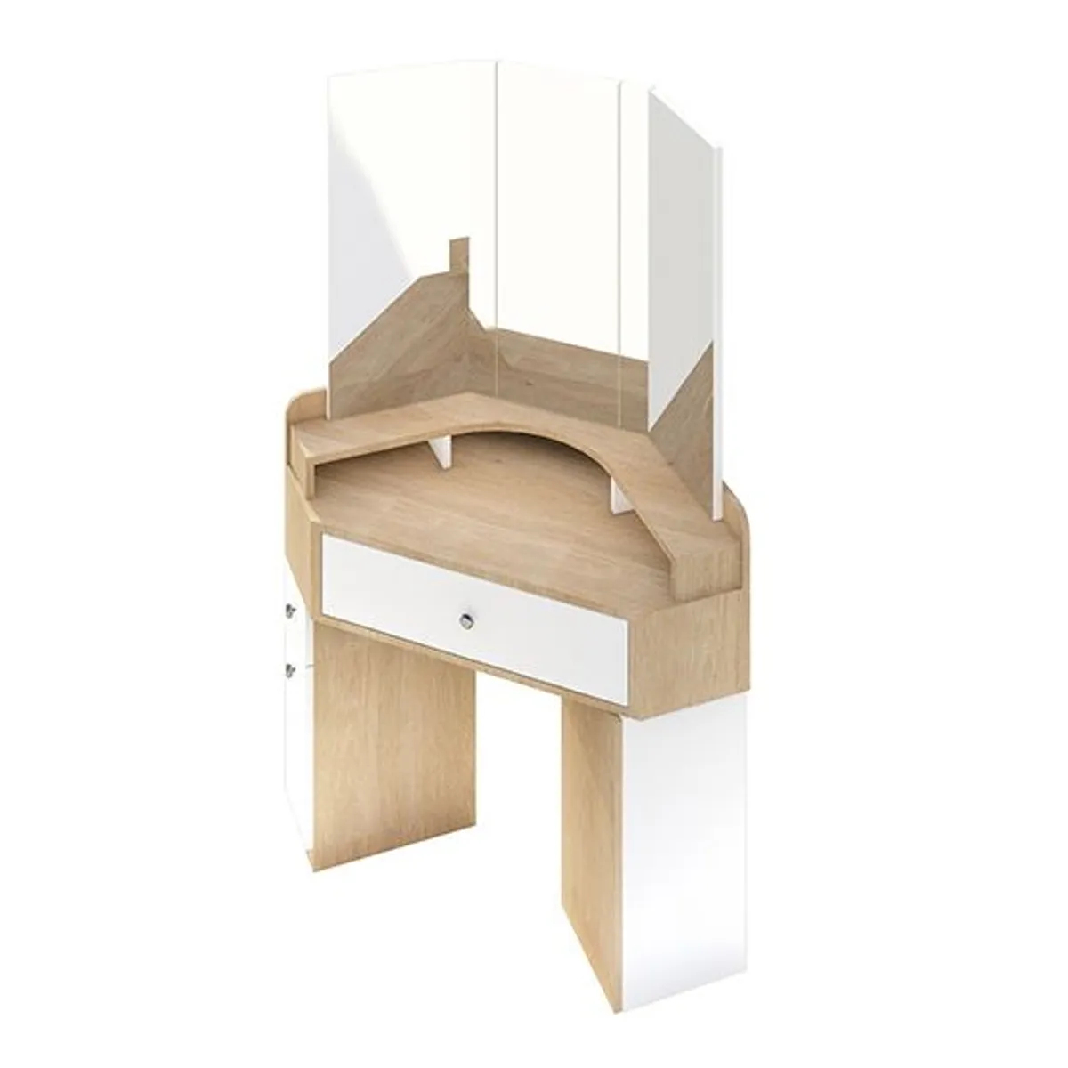 BARAKA HOME - Tocador Esquinero Rose con Espejo - Damasco y Blanco