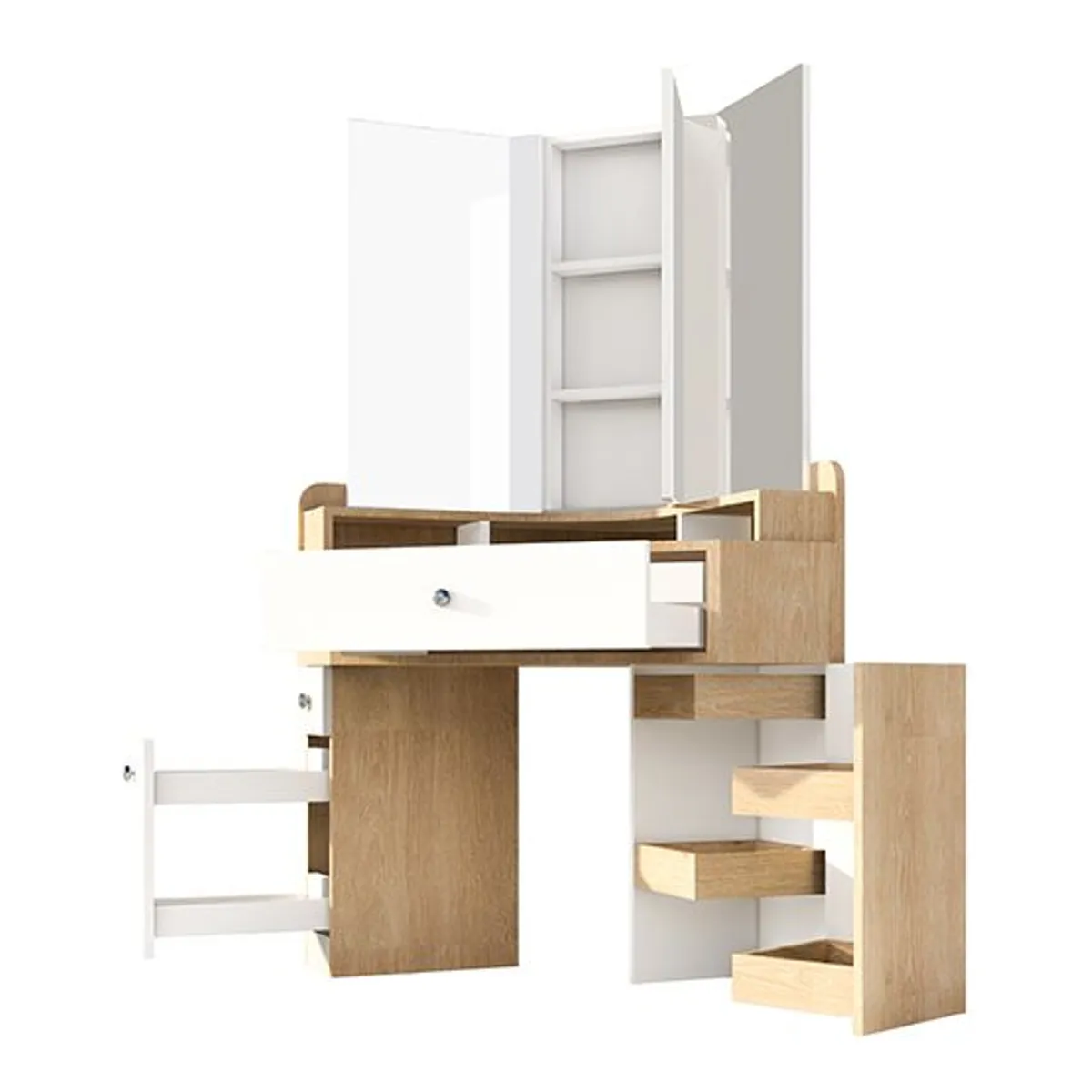 BARAKA HOME - Tocador Esquinero Rose con Espejo - Damasco y Blanco