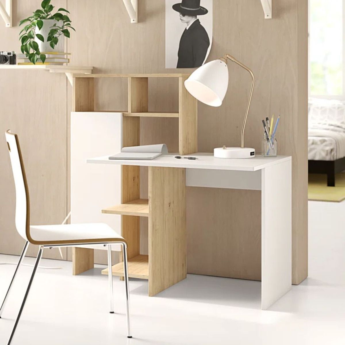 TU MESITA - Escritorio Moderno Marshall con Estante TU MESITA