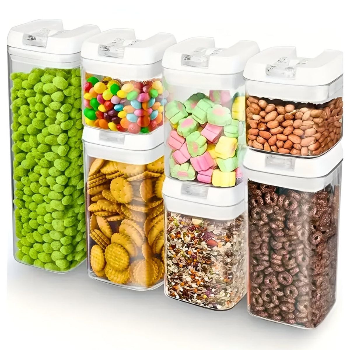 MINARI - Set de 7 Contenedores Frascos Herméticos Envases Tápers Blanco T64