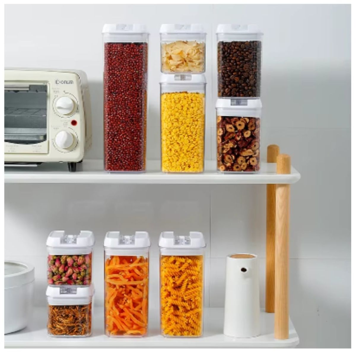 MINARI - Set de 7 Contenedores Frascos Herméticos Envases Tápers Blanco T64