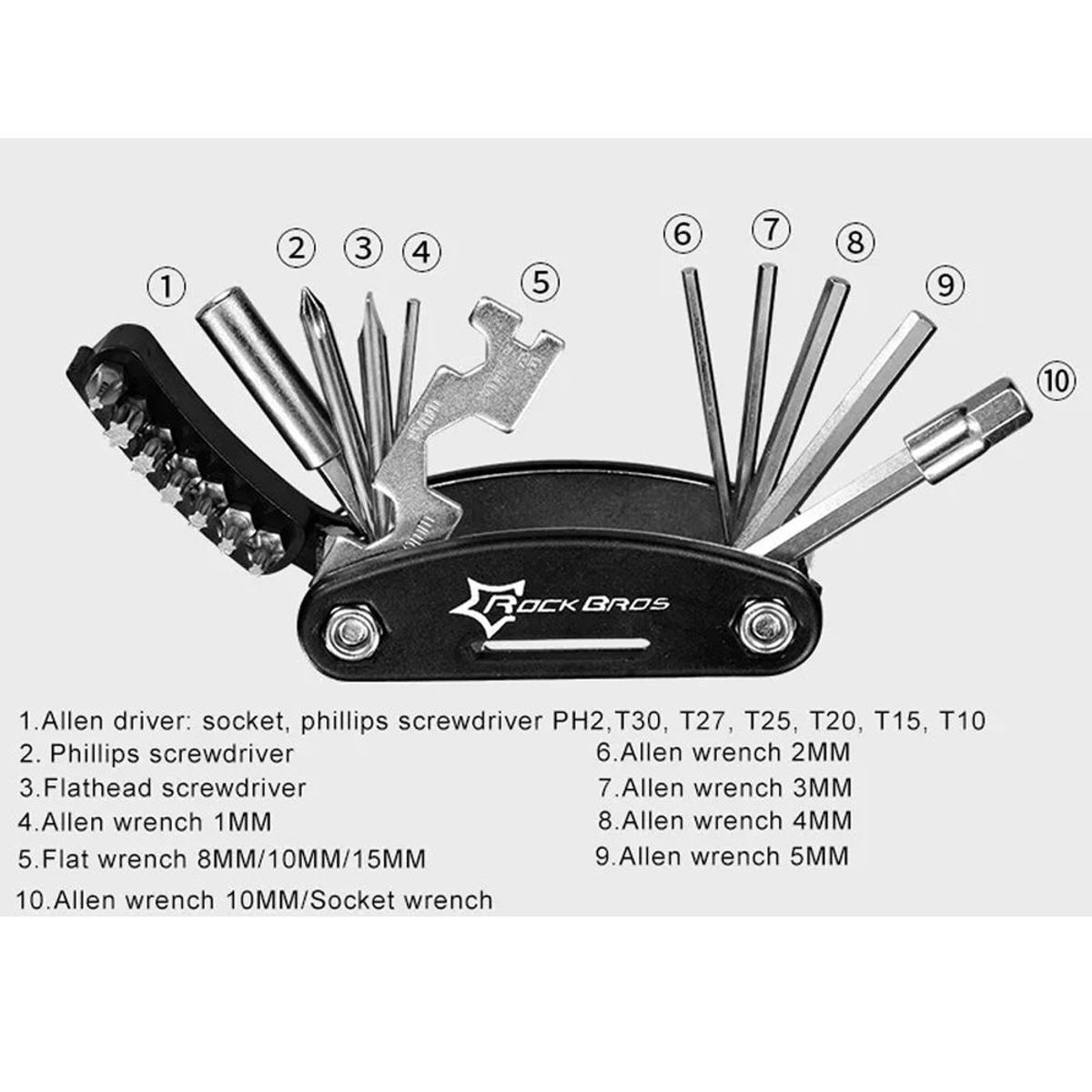 ROCKBROS - LLave KIT 16 en 1 Herramienta para Bicicleta Ciclismo ROCKBROS