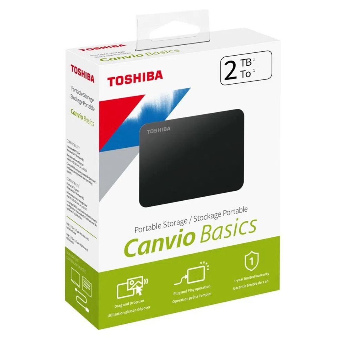 TOSHIBA - Disco Toshiba Duro Externo 2TB USB 3.0 Canvio Basics Negro Portable