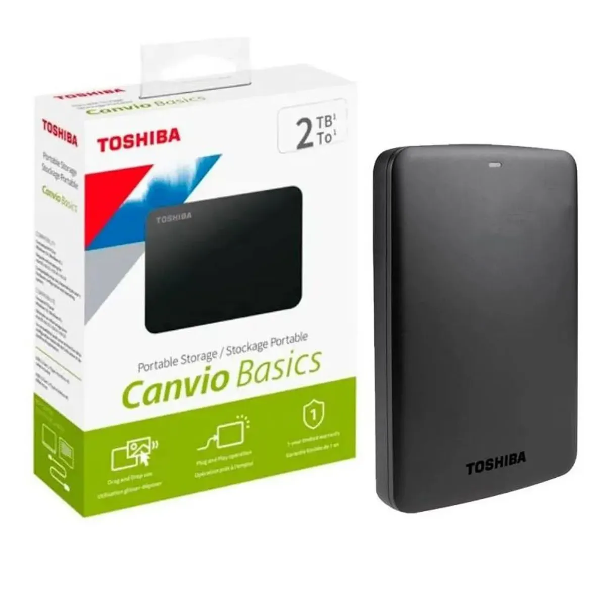 TOSHIBA - Disco Toshiba Duro Externo 2TB USB 3.0 Canvio Basics Negro Portable