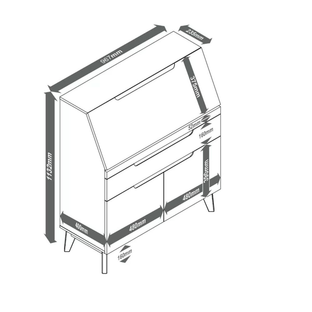 TU MESITA - Escritorio Moderno Norfolk Blanco TU MESITA