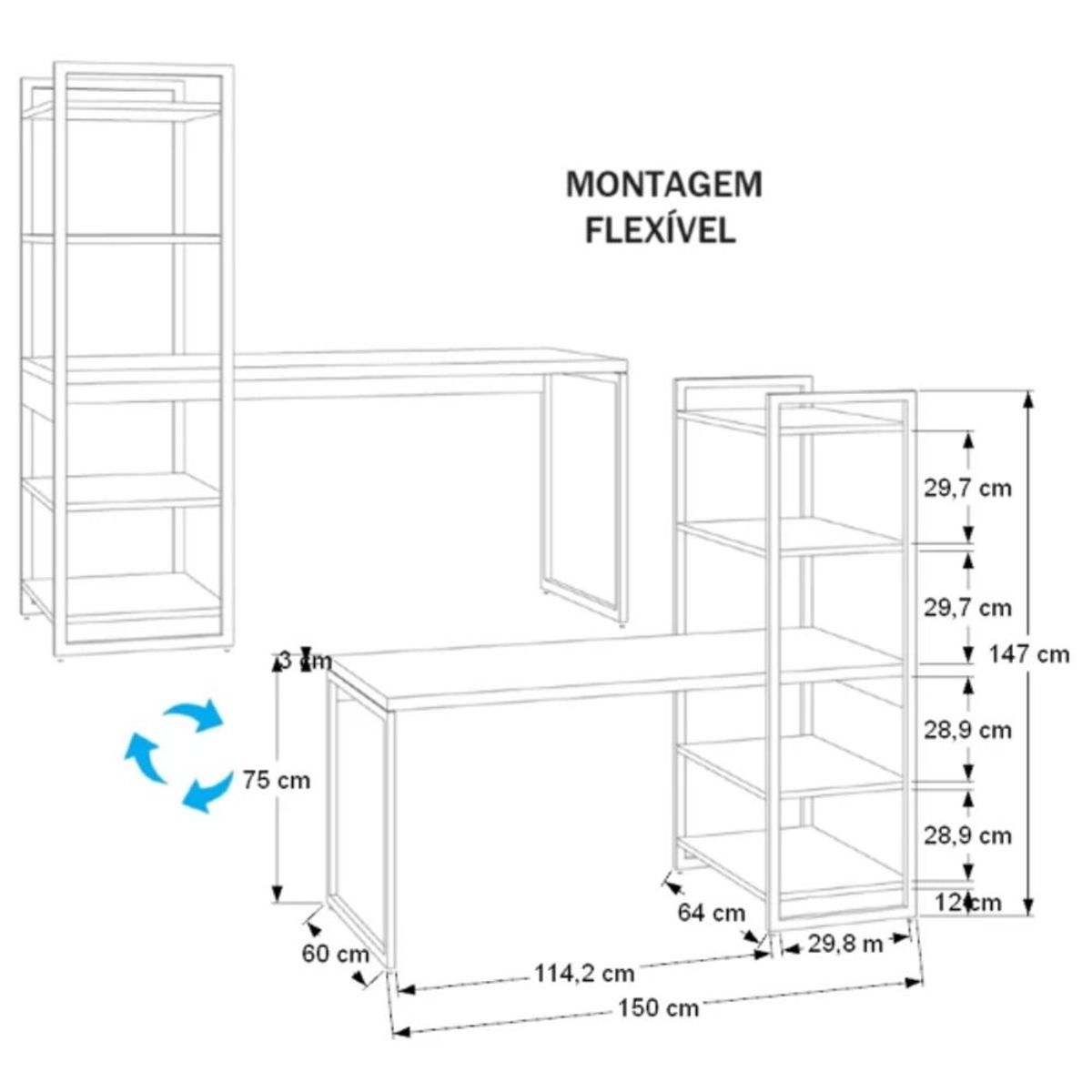 TU MESITA - Escritorio práctico tipo Industrial Magno color Negro TU MESITA