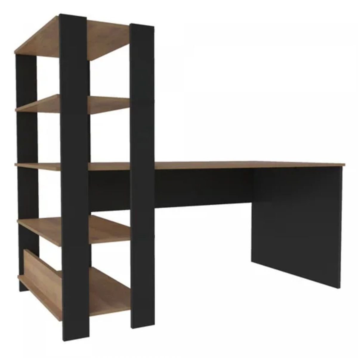 TU MESITA - Escritorio Moderno con Estantes Enzo Marrón/Negro TU MESITA