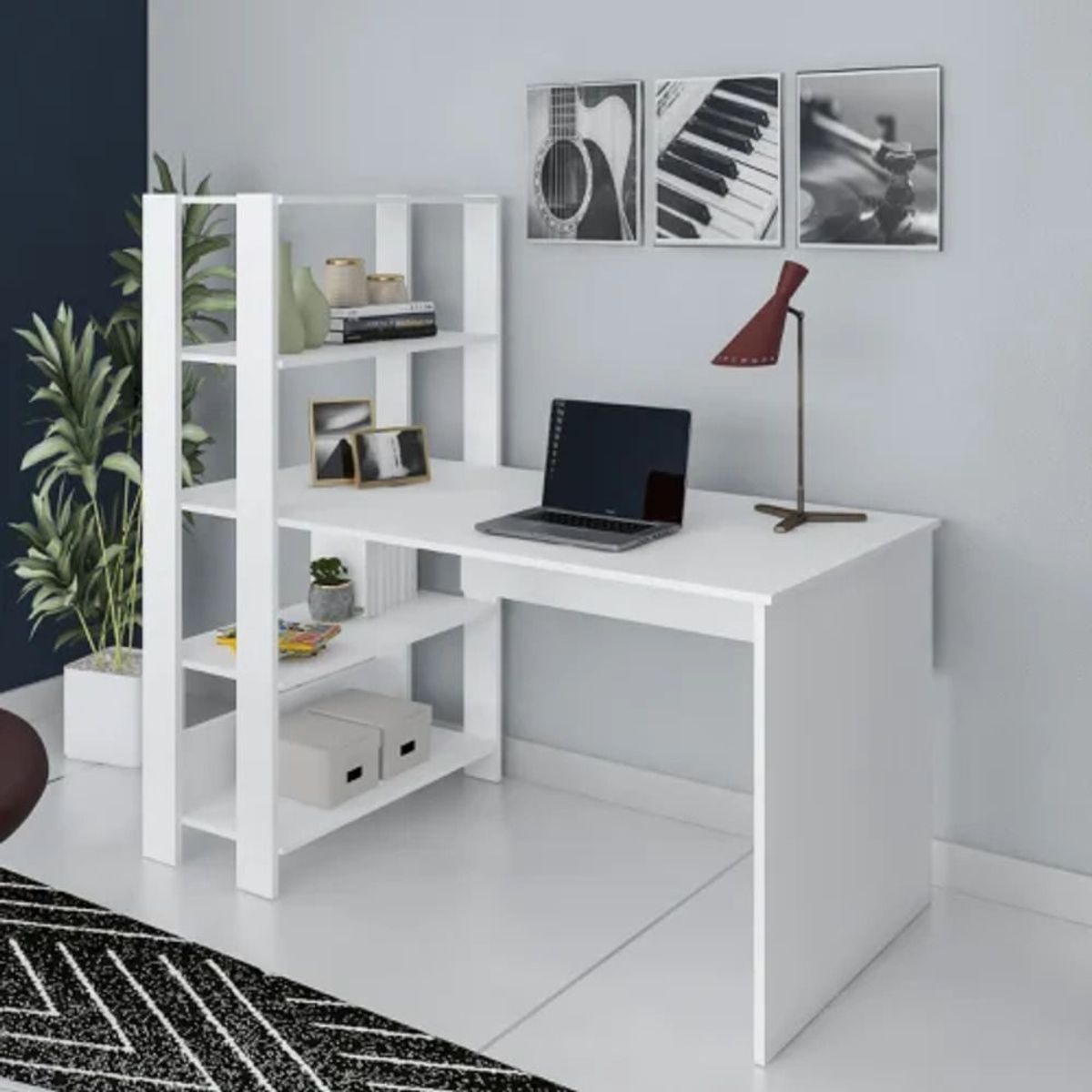 TU MESITA - Escritorio Moderno con Estantes Enzo Blanco TU MESITA