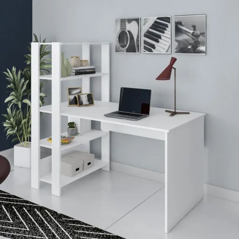 TU MESITA - Escritorio Moderno con Estantes Enzo Blanco TU MESITA