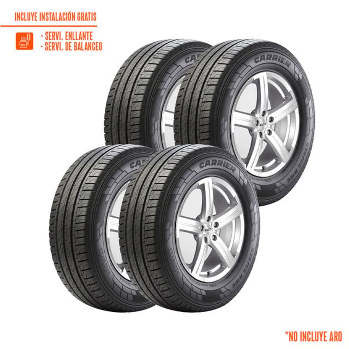 PIRELLI - Pack de 4 Llantas 215/65R16C PIRELLI CARRIER 109T
