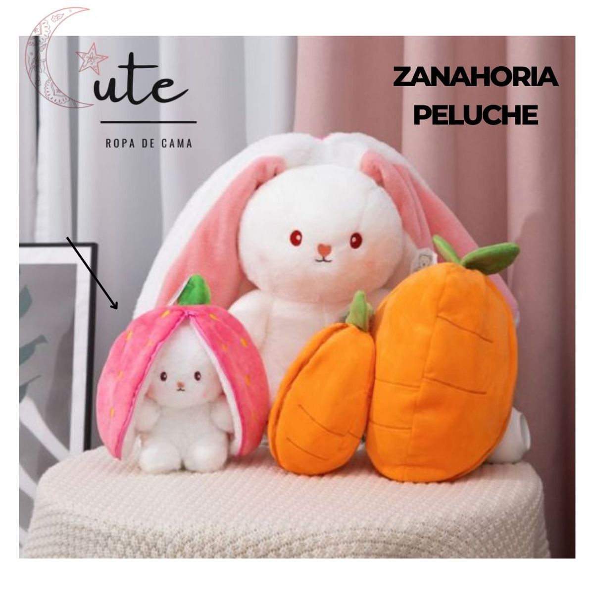 GENERICO - MINI PELUCHE CONEJO EN FORMA DE FRESA