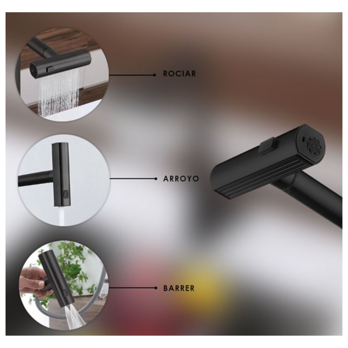 GENERICO - Mezcladora de cocina Negro de Lujo MC0108901 Acero Inoxidable