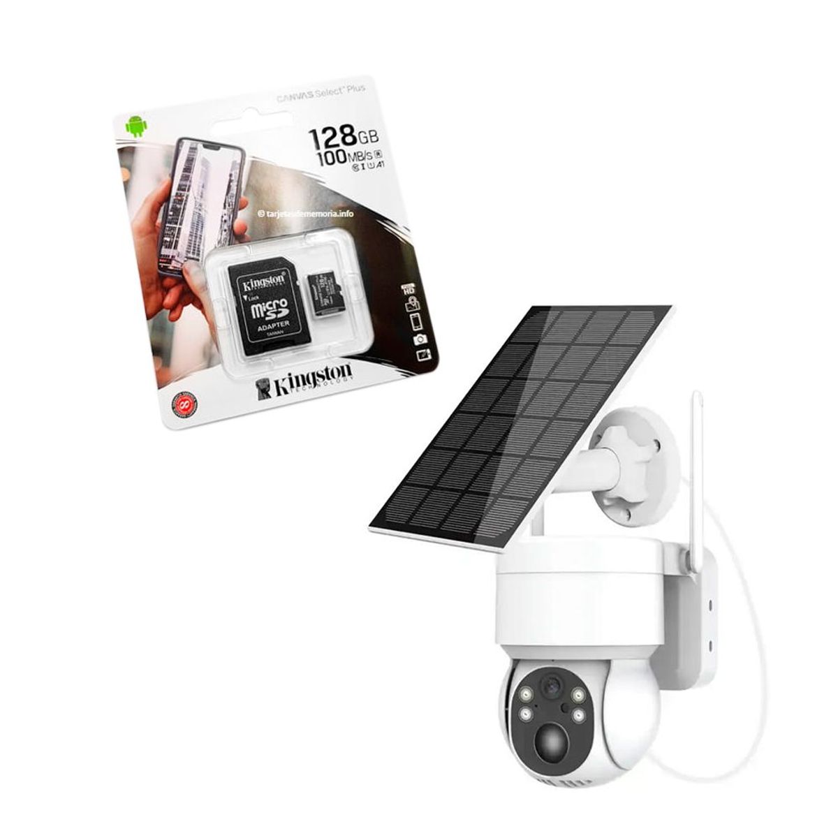 GENERICO - Camara Ip Solar WIFI Bateria Recargable más Memoria 128GB