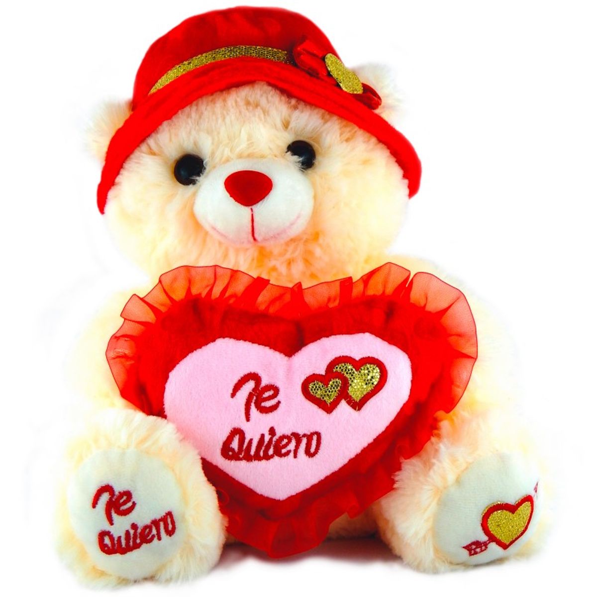 GENERICO - PELUCHES CON CORAZON CON SOMBRERO 45CM