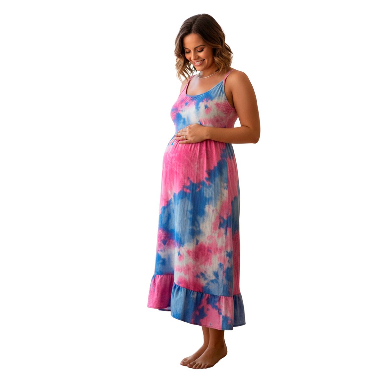 GENERICO - Vestido Maternal Tiritas Broche y Top Lactancia Batik