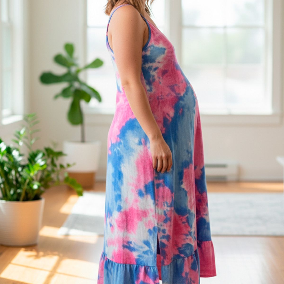 GENERICO - Vestido Maternal Tiritas Broche y Top Lactancia Batik