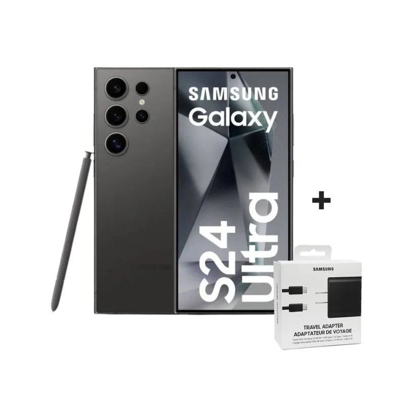 SAMSUNG - SAMSUNG S24 ULTRA 256GB 12GB RAM - BLACK TITANIUM Cargador 45w samsung.