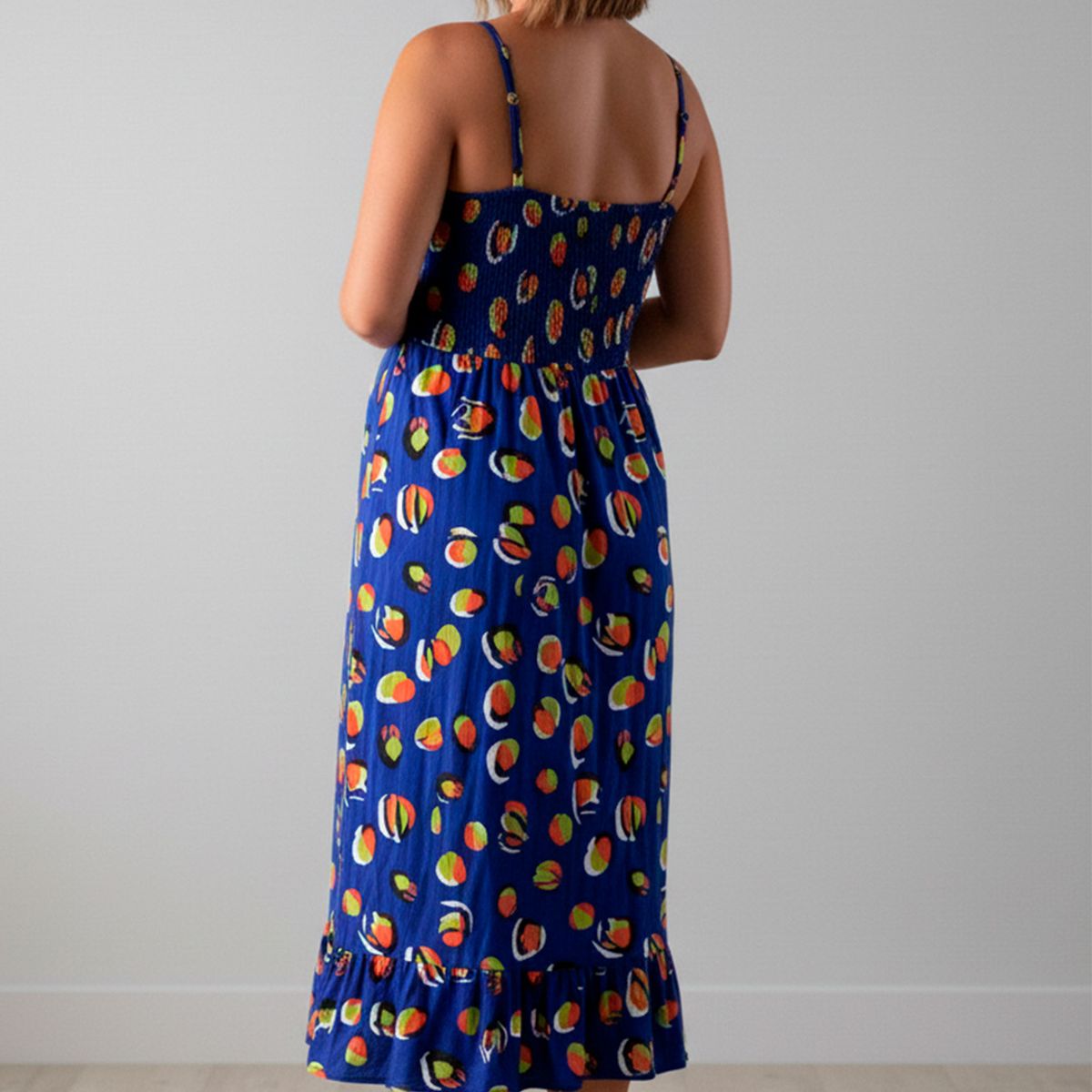 GENERICO - Vestido Maternal Tiritas Broche y Top Lactancia AzulFrutas