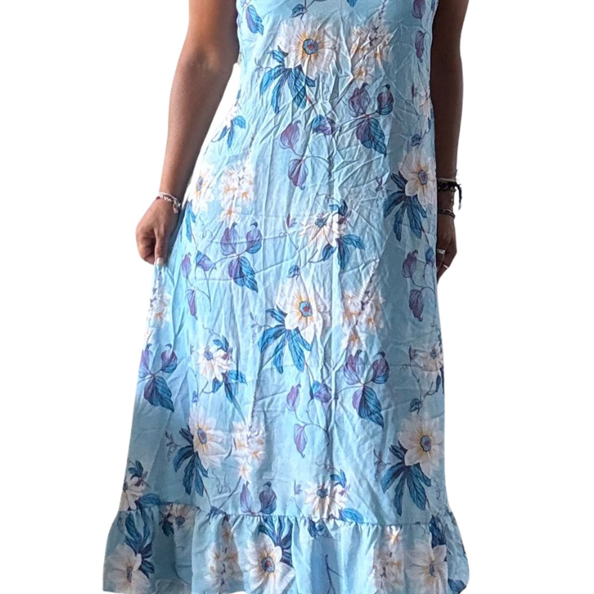 GENERICO - Vestido Maternal Tiritas Broche y Top Lactancia CelesteFlores