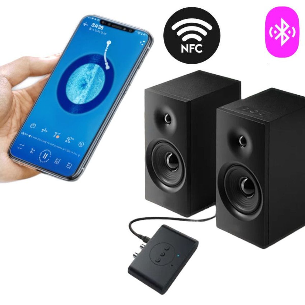 ESSAGER - 2 En 1 Receptor Audio Lector Mp3 Adaptador Bluetooth 5.0 NFC