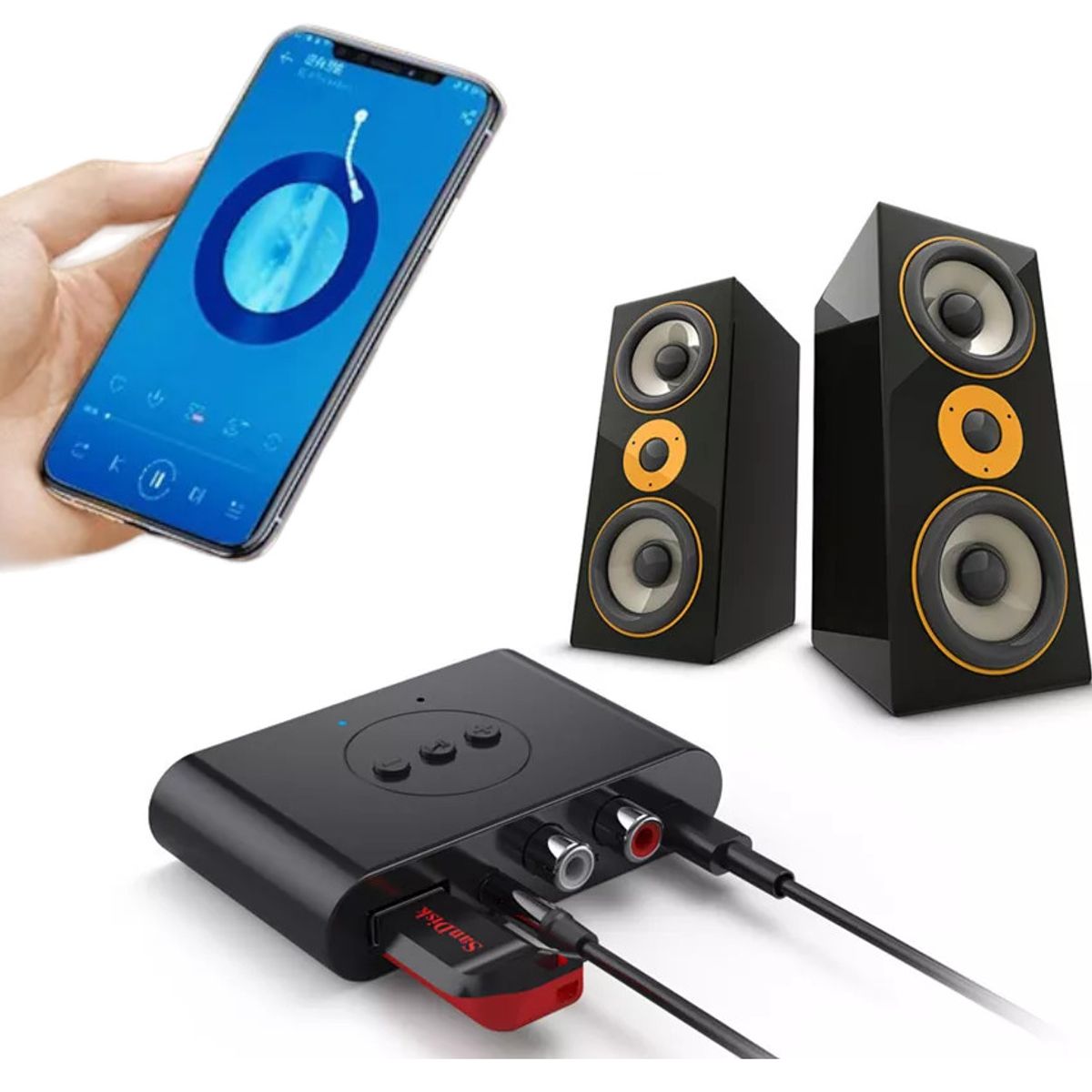 ESSAGER - Receptor Bluetooth 5.0 NFC Audífonos Parlante Equipos Sonido Autos