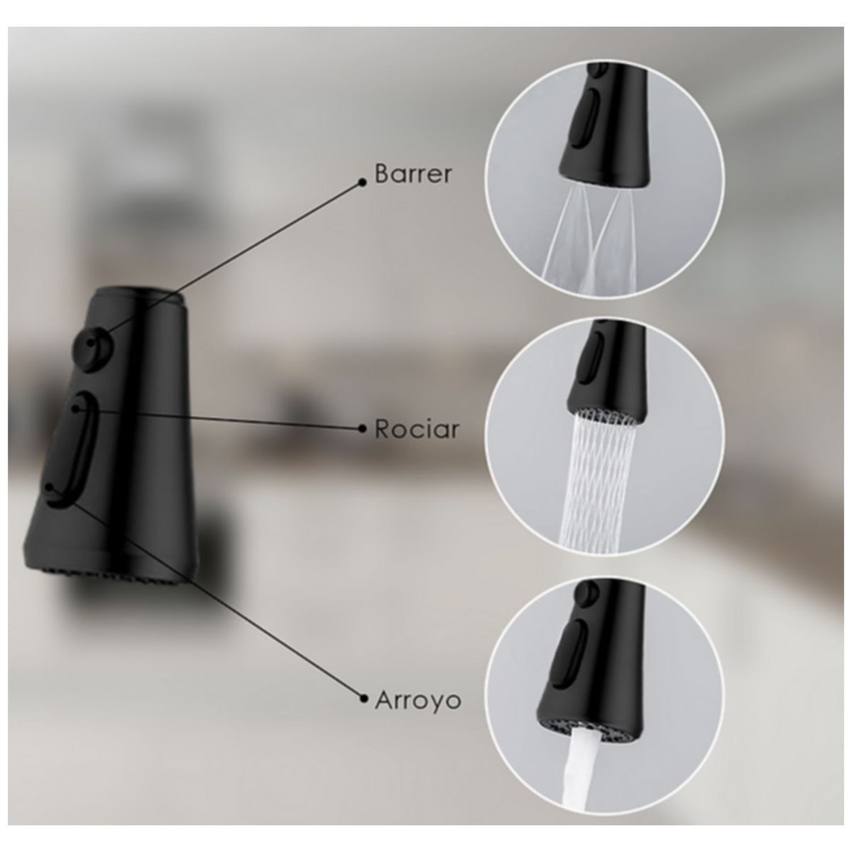 GENERICO - Mezcladora de cocina Negro MC304-0901 Acero Inoxidable