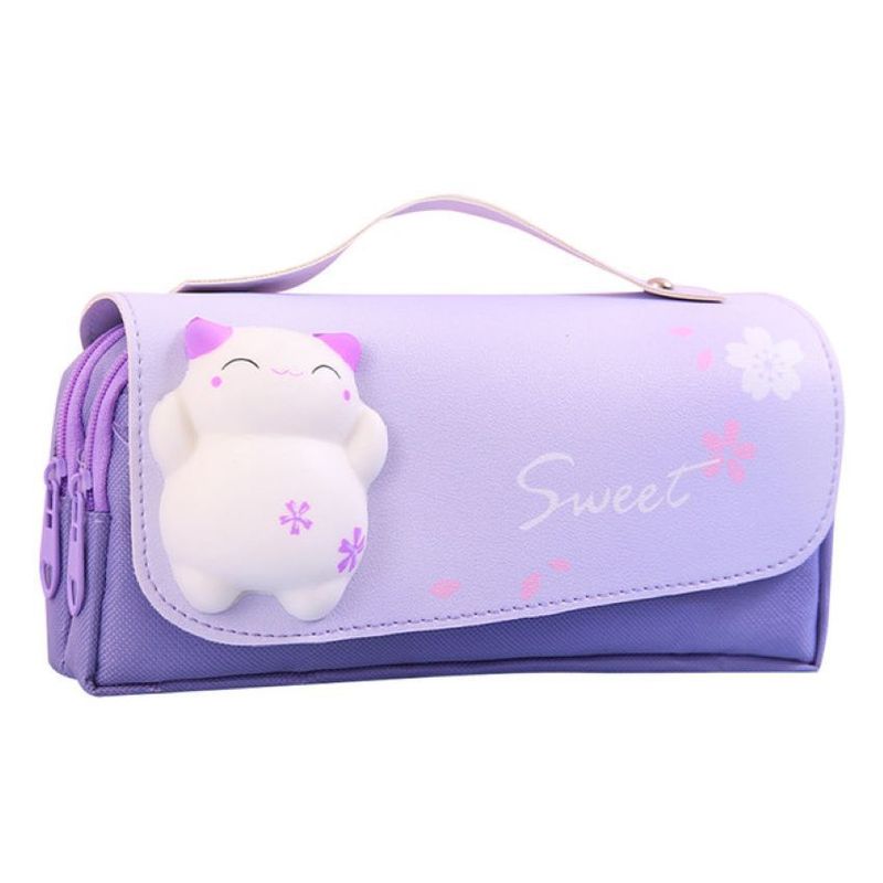 GENERICO - CARTUCHERA ANTIESTRES SQUISHY KAWAI GATITO LILA