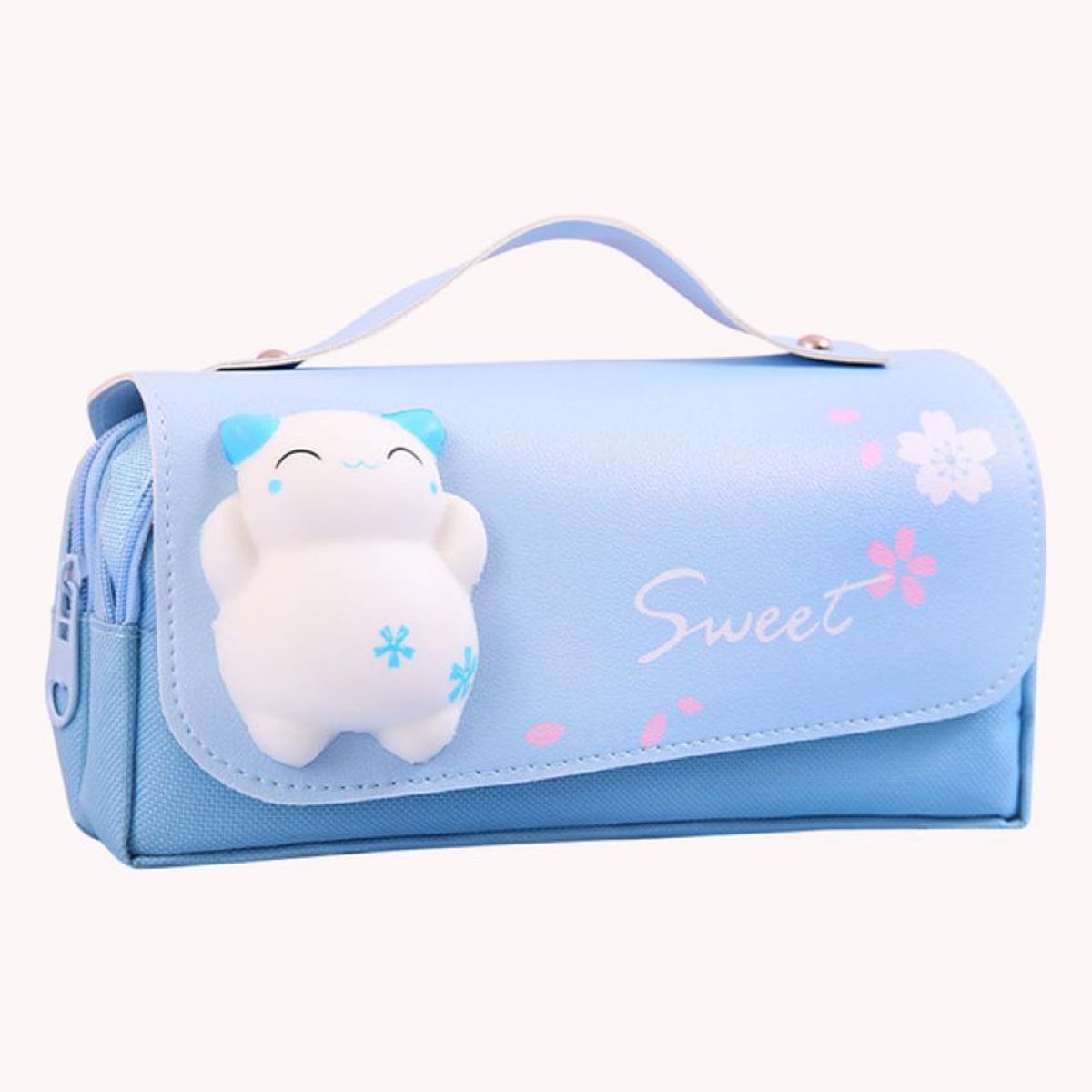 GENERICO - CARTUCHERA ANTIESTRES SQUISHY KAWAI GATITO CELESTE