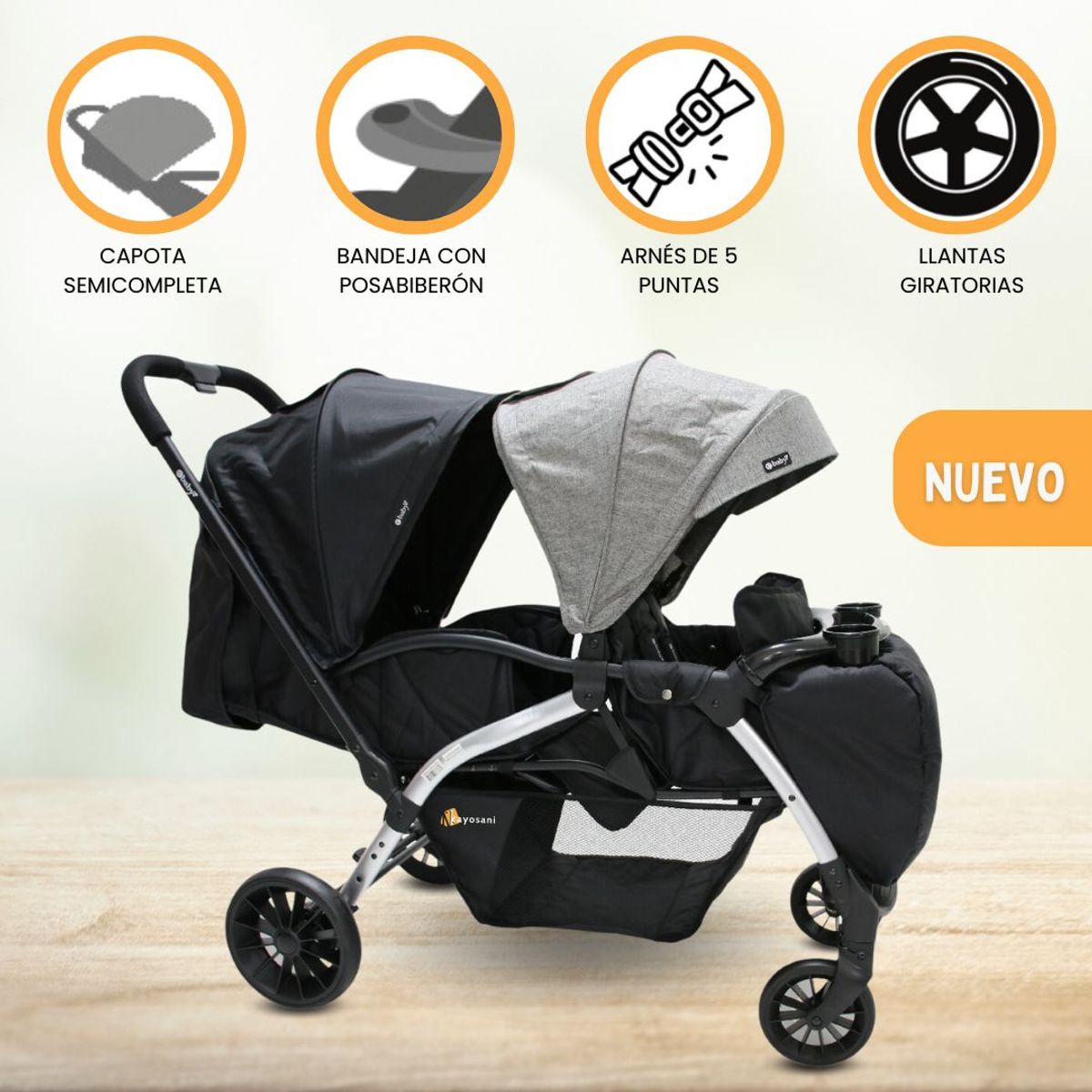 EBABY - Coche Mellicero para Niños «KRIPTO DUAL» BlackGray