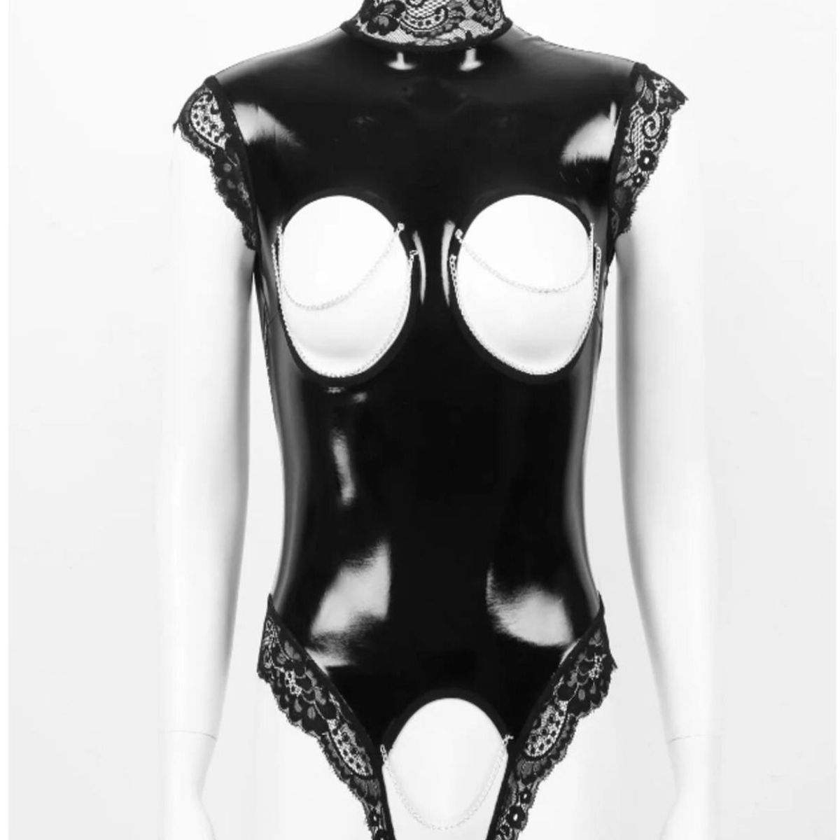 GENERICO - LENCERIA EXCLUSIVA Body de Cuero con Detalles de Cadenas