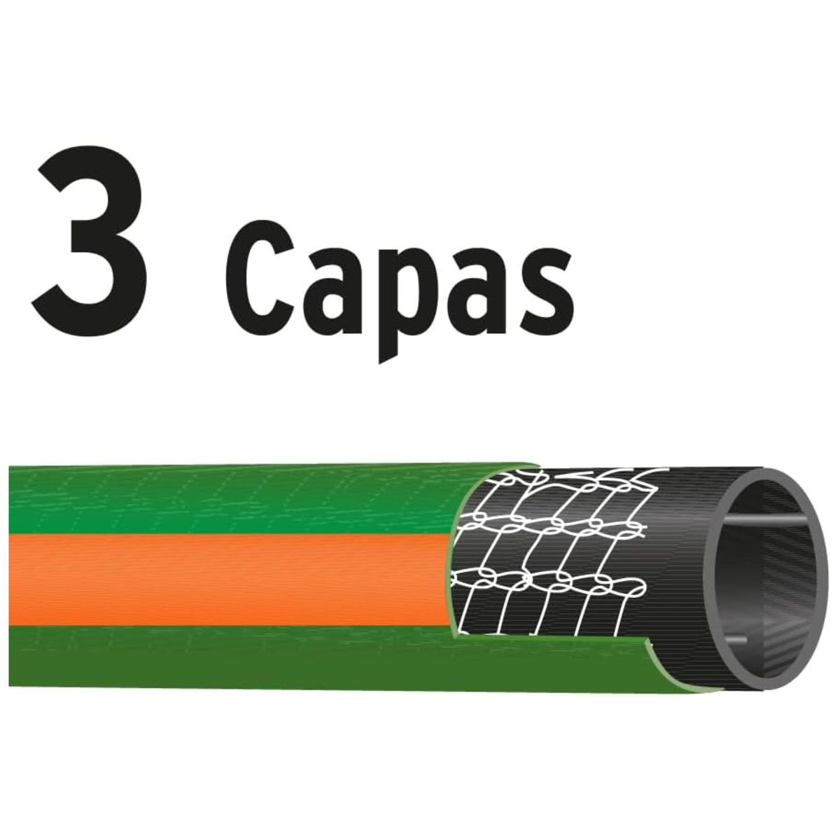 TRUPER - Manguera de riego 5/8" reforzada 3 capas 20 m conexiones de metal