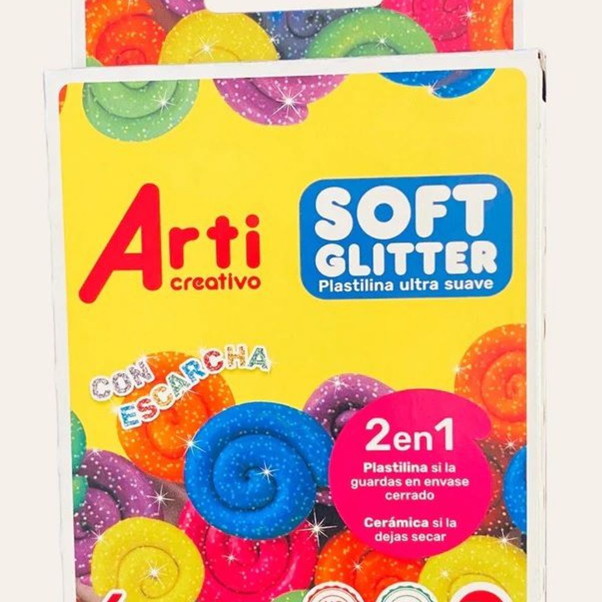 GENERICO - 6 Plastelina Soft Glitter Arti Creativo