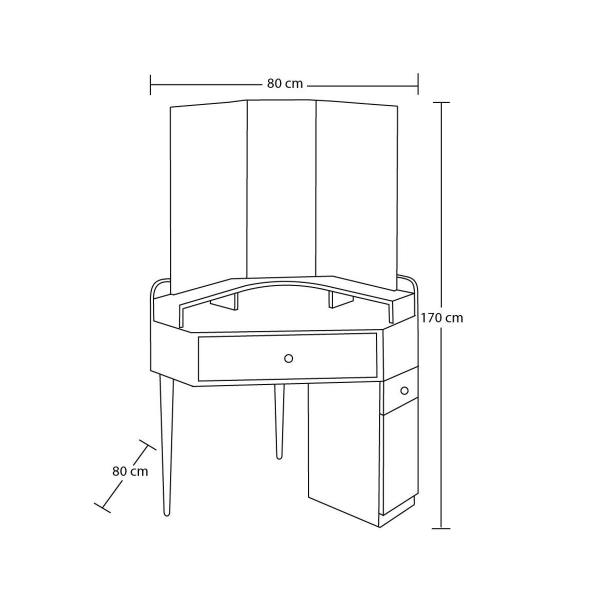 BARAKA HOME - Tocador Esquinero Poppy Con Espejo- Polar y Blanco