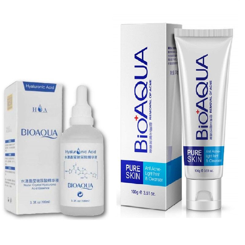BIOAQUA - Serum Acido Hialuronico 100 ml + Gel Limpiador Anti-Acné - Bioaqua_123