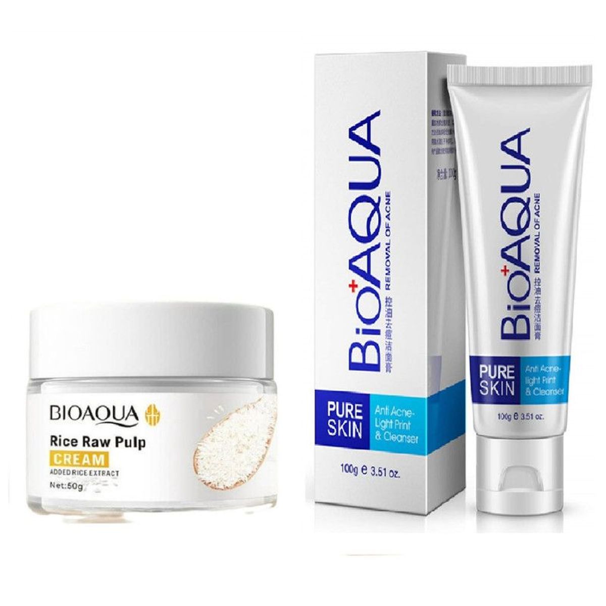 BIOAQUA - Aclarante de Arroz + Gel Limpiador Anti-Acné - Bioaqua_123