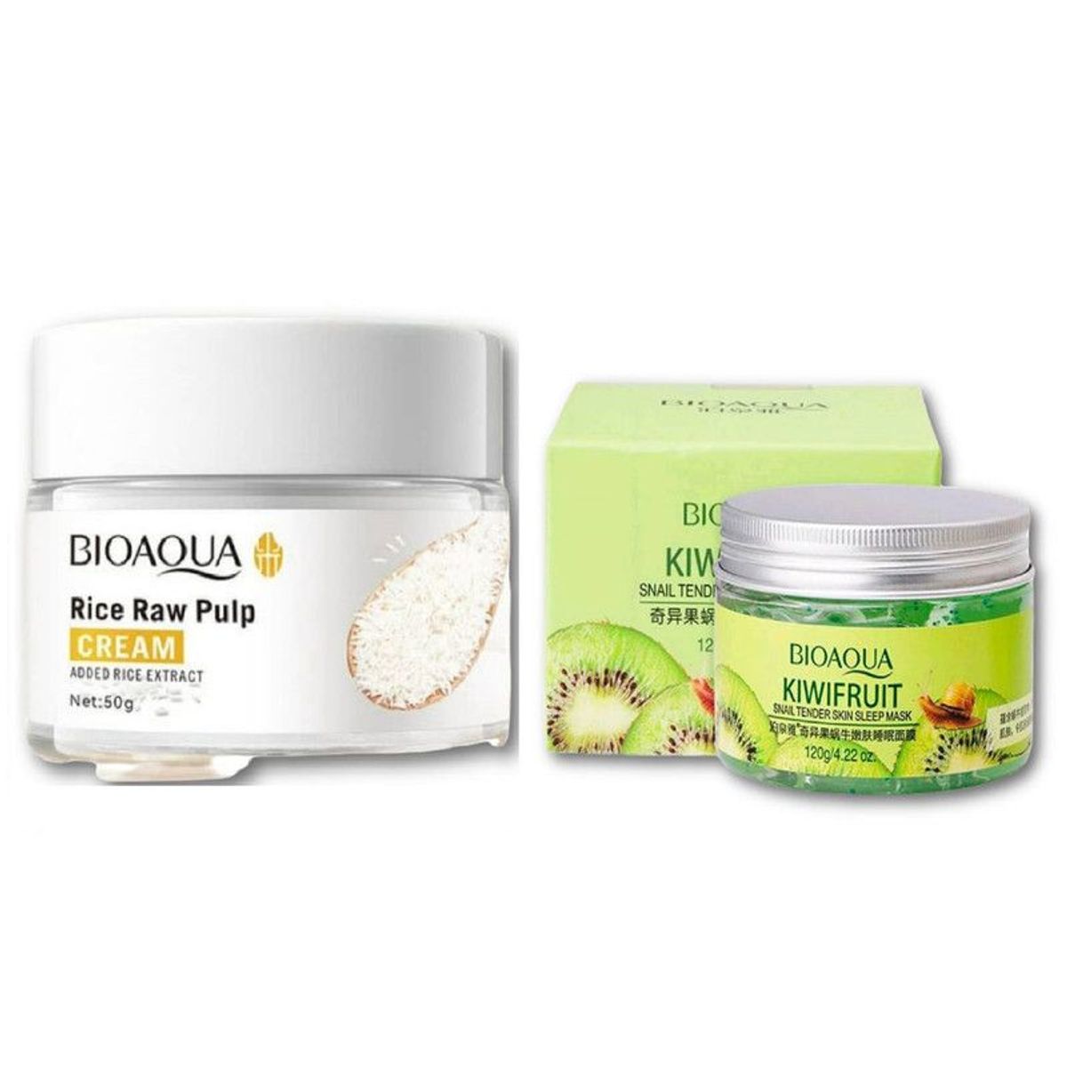 BIOAQUA - PACK CREMA ACLARANTE DE ARROZ BIOAQUA Y MASCARILLA FACIAL KIWI
