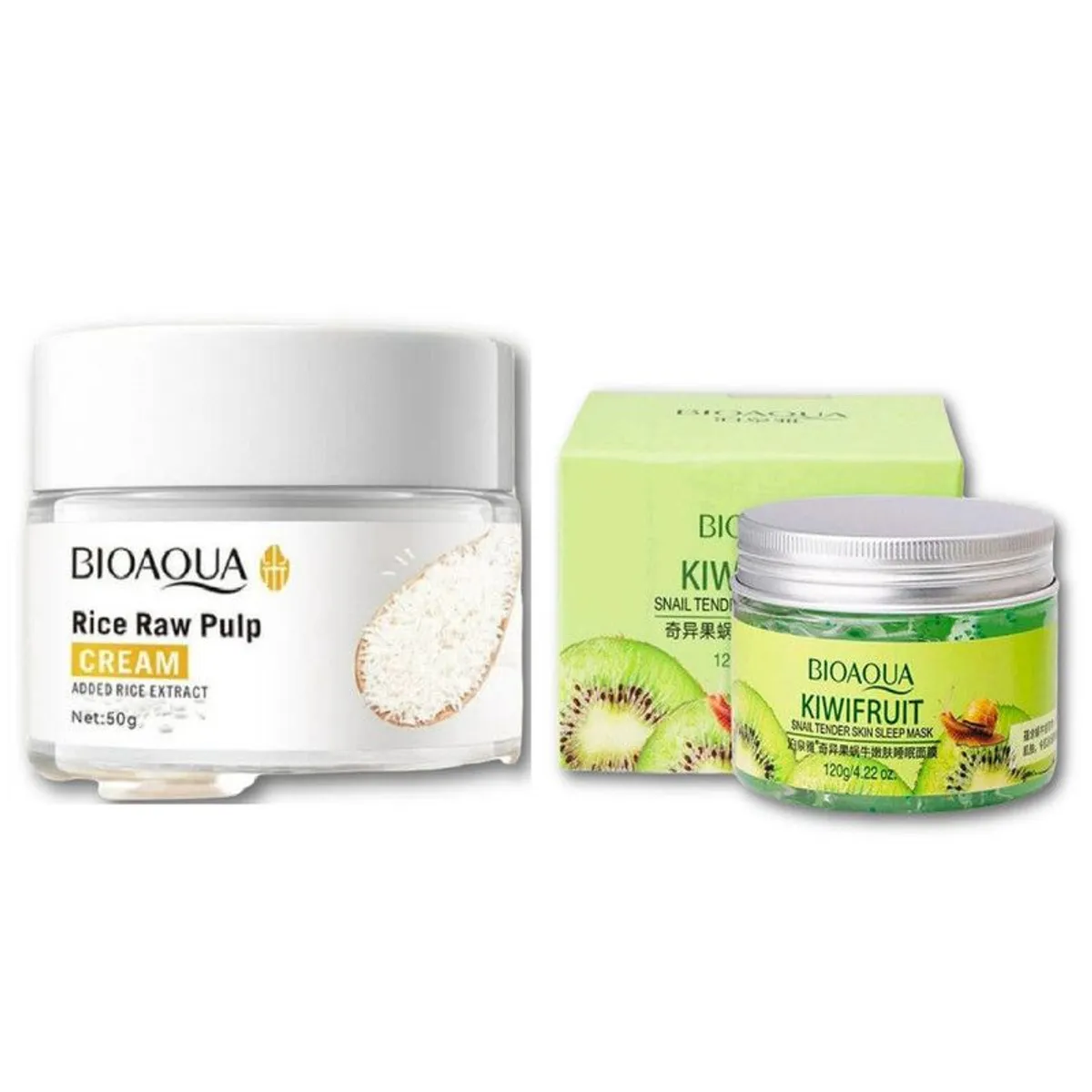 BIOAQUA - PACK CREMA ACLARANTE DE ARROZ BIOAQUA Y MASCARILLA FACIAL KIWI